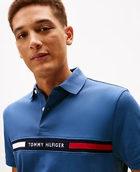 Tommy Hilfiger Men's Short Sleeve Embroidered Chest Stripe Polo Shirt