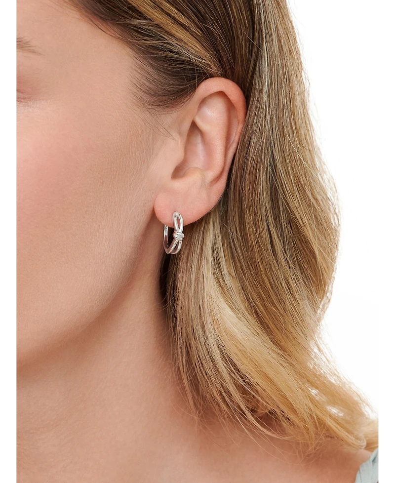 Devata Love Knot Hoop Earrings in Rhodium Plated Sterling Silver