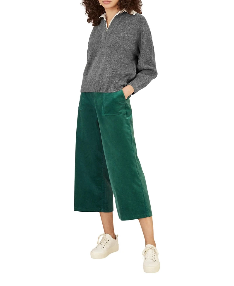 Yumi Women's Cord Cropped Wide Leg Pants