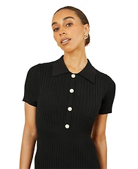 Yumi Women's Fitted Rib Knitted Midi Dress