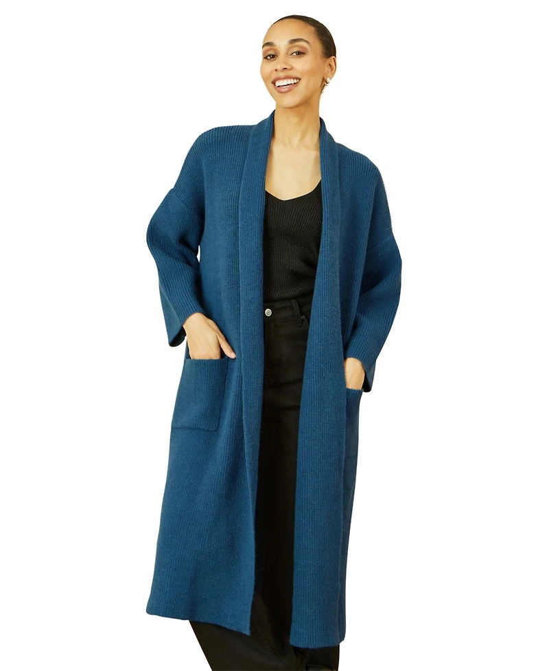 Yumi Women's Knitted Maxi Cardigan With Pockets