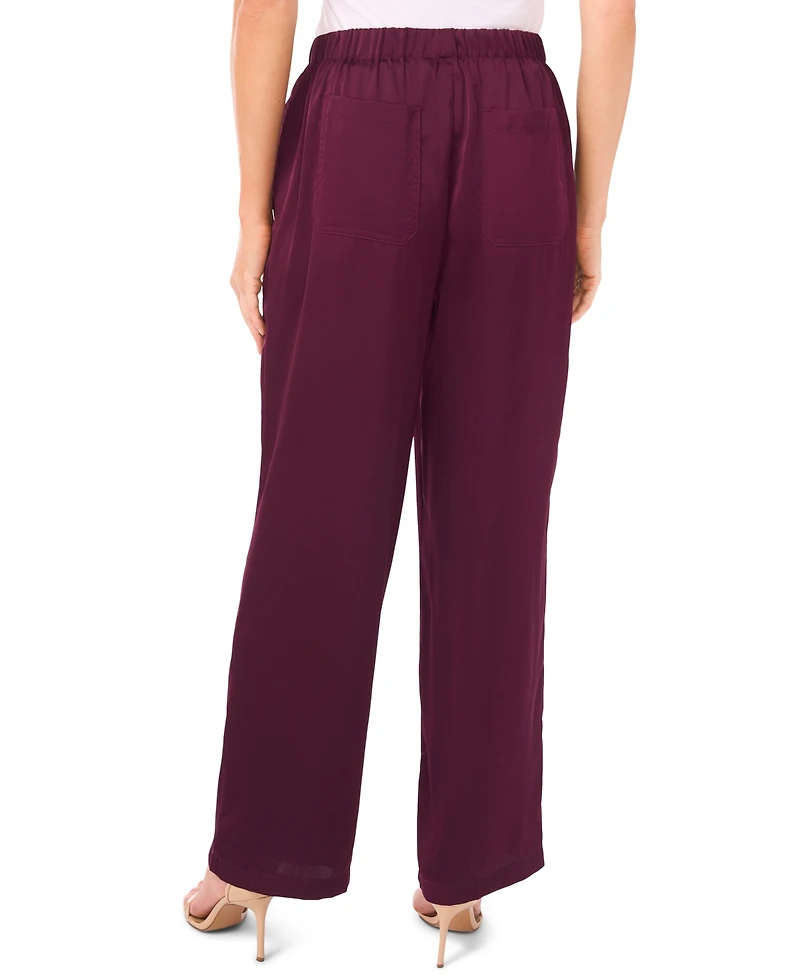 CeCe Women's Mid Rise Elastic Waist Pants