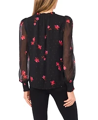 CeCe Women's Smocked Cuff Ruffle Top