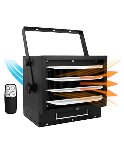 Vie Air 7500W Portable Hard-Wire Installation Garage Heater With Remote and Vertical and Horizontal Air Flow in Black