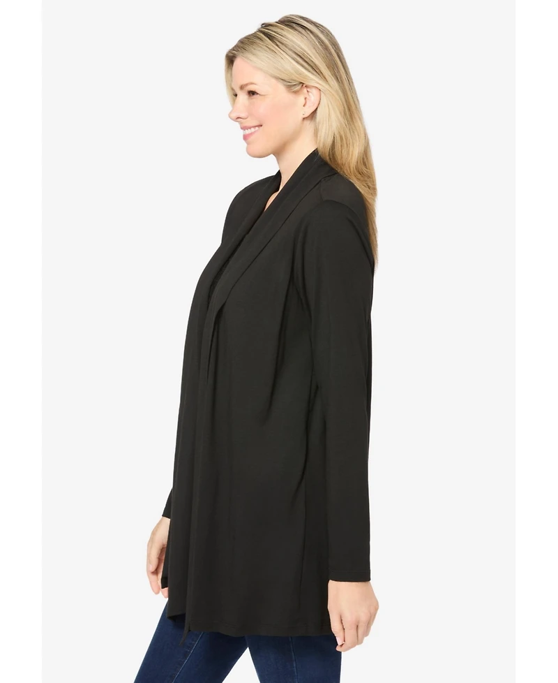 Woman Within Plus 2-Fer Cardigan & Attached Lace Tunic