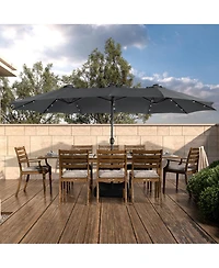 15ft Patio Umbrella with Base Included and Led lights, Outdoor Market Extra Large Umbrella, Pool For Deck, Pool, Garden, Lawn