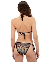 Hurley Womens Chevron Knit Shoulder Strap Bikini Top Moderate Tie Side Bottom