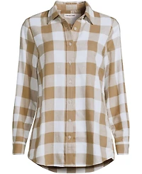 Lands' End Women's Flannel Boyfriend Long Sleeve Shirt