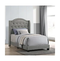 Intercon Rhyan Twin Uph Bed in Rhyan Smoke Fabric
