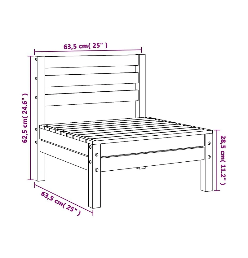 Patio Sofas Armless 4 pcs Wax Brown Solid Wood Pine