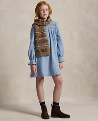 Polo Ralph Lauren Girls 7-16 Smocked Ruffle Trim Dress
