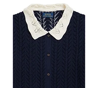 Polo Ralph Lauren Girls 7-16 Pointelle-Knit Peter Pan Collar Cardigan
