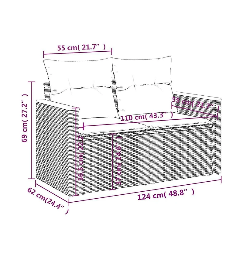 Garden Sofa Beige Pe rattan, powder-coated steel, solid acacia wood