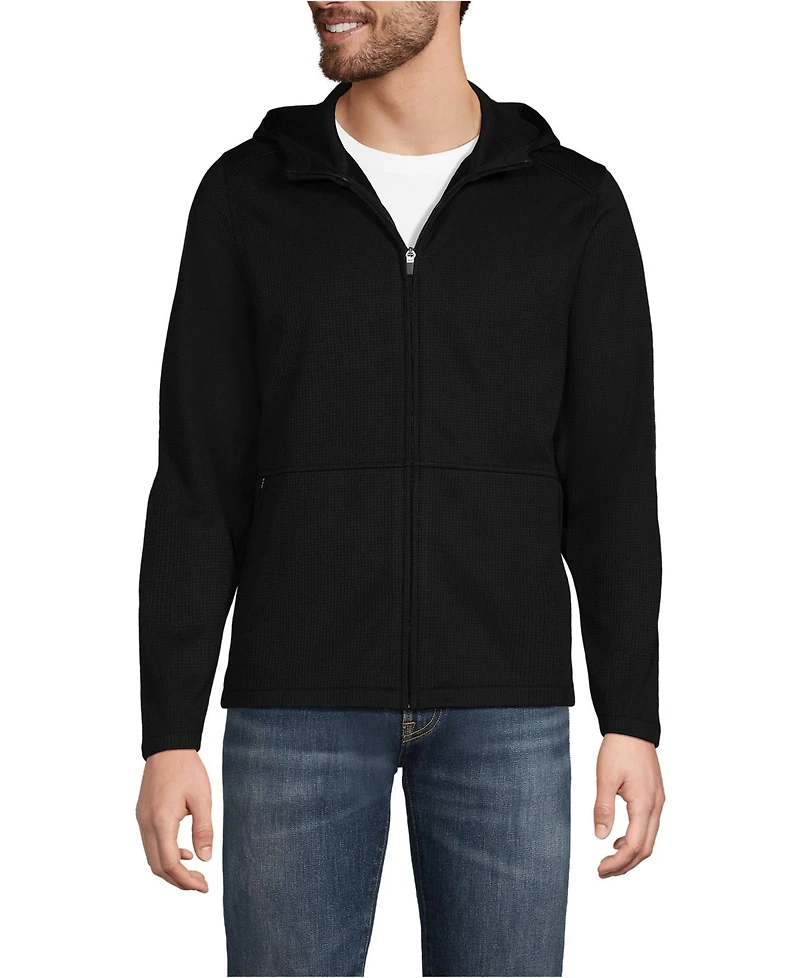 Lands' End Men's Unisex Grid Tech Hooded Zip Front Jacket