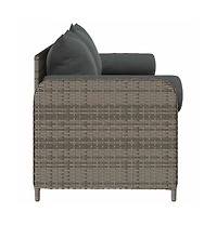 Garden Sofa Grey Pe rattan 3-Seater Removable Covers