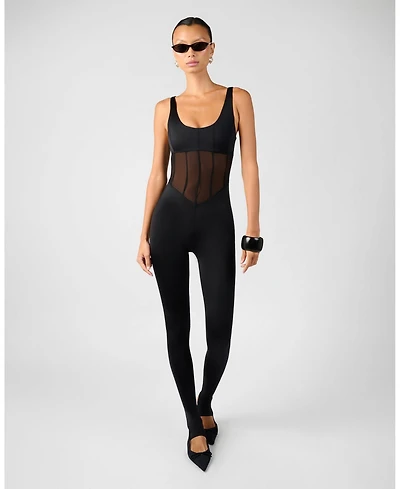WeWoreWhat Spandex Sheer Panel Bodysuit