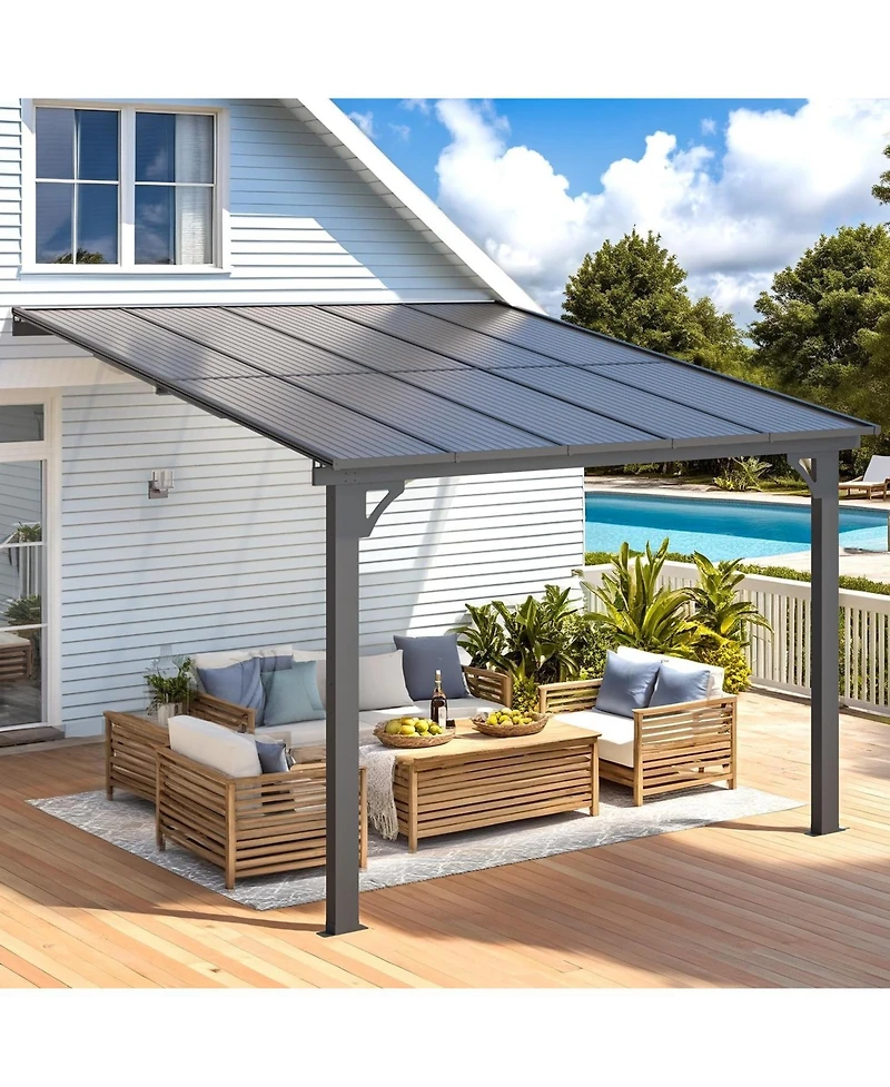 Aecojoy 10'x10' Adjustable Height Wall Mounted Outdoor Gazebos Pergola