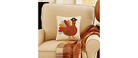 Colorful Turkey Tail Pilgrim Hat Hooked Mini Thanksgiving Accent Pillow 10" x 10"