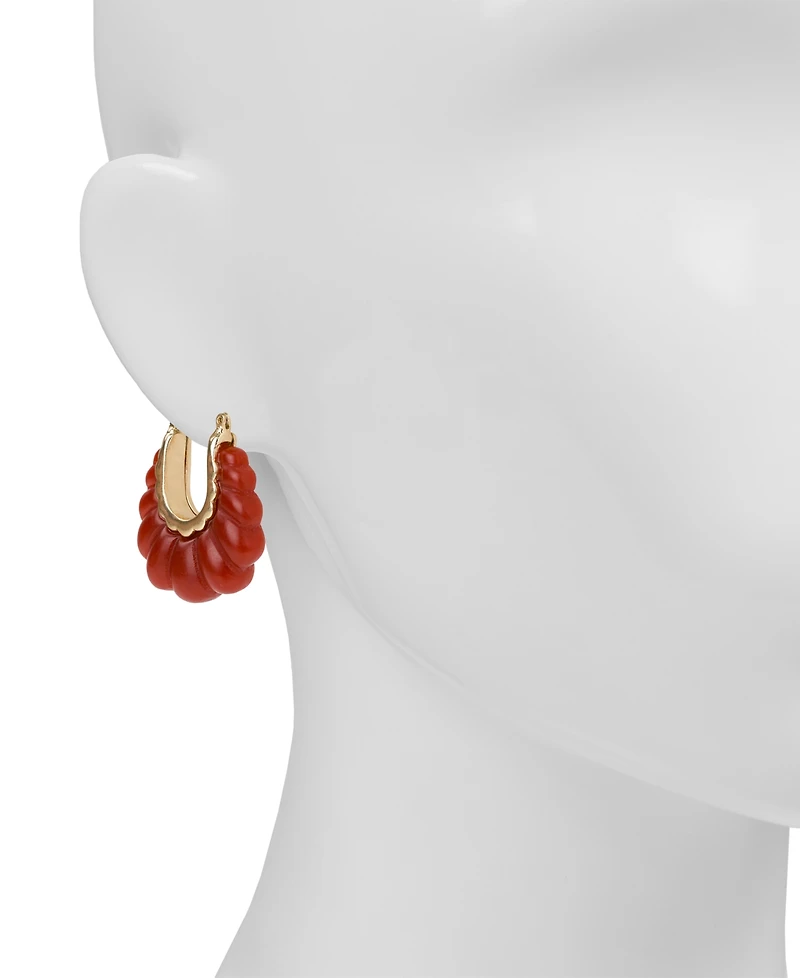 Patricia Nash Scalloped Bead Matte Gold-Tone Hoop Earrings