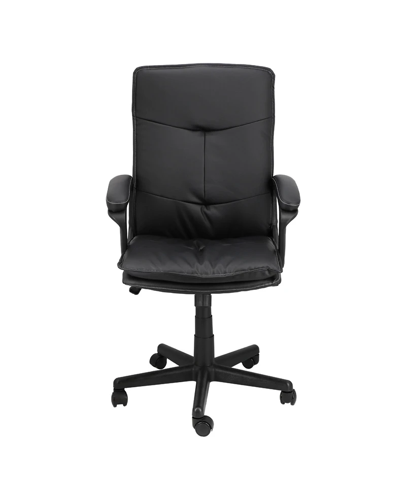 Elama High Back Tufted Faux Leather Adjustable Office Chair in Black