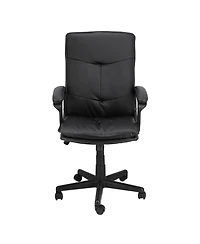 Elama High Back Tufted Faux Leather Adjustable Office Chair in Black