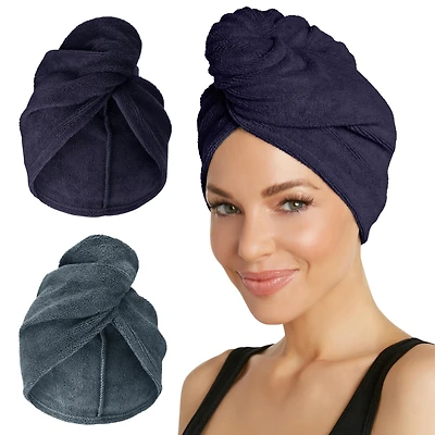 Turbie Twist Microfiber 2 Pack (Evening Blue, Dark Shadow)