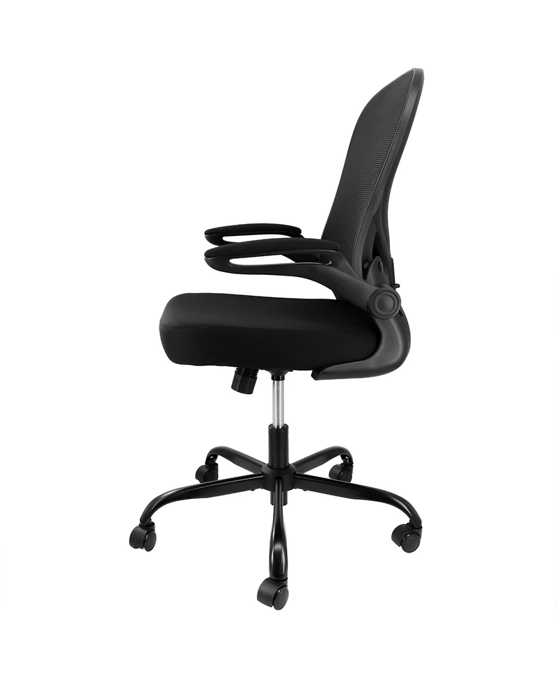 Elama Mid Back Adjustable Mesh and Fabric Office Chair in Black