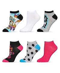 MeMoi Women's 6 Pair Pack Graffiti Style Low Cut Socks