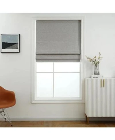 Shadisfy Linen Blended Belgian 100 Blackout Roman Shade Poly Linen 30x64 Light Grey
