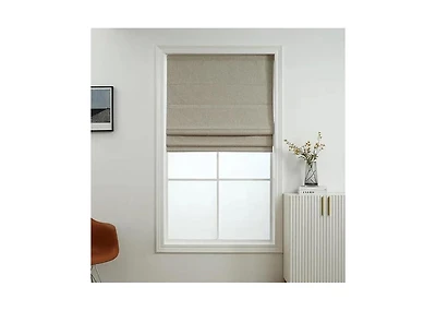 Shadisfy Linen Blended Belgian 100% Blackout Roman Shade Poly 23x64 Light Grey