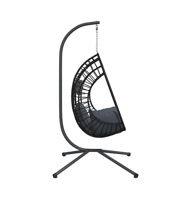 Hanging Egg Chair Anthracite Rattan Large Removable Covers