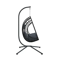 Hanging Egg Chair Anthracite Rattan Large Removable Covers