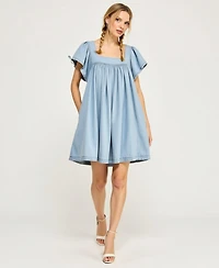 Modenaire Women's Flutter-Sleeve Babydoll Dress