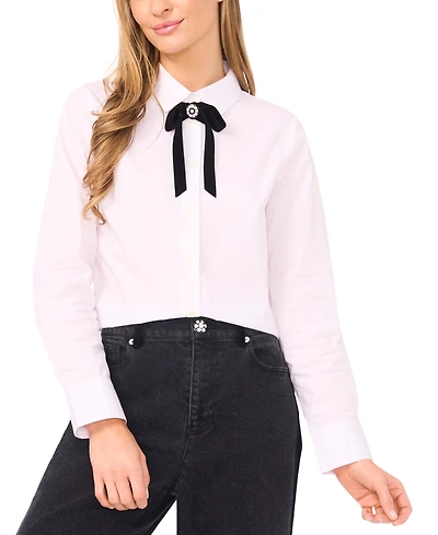 CeCe Women's Long Sleeves Bow Top