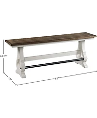 Intercon Backless Bench, Counter Height in Rustic White & French Oak