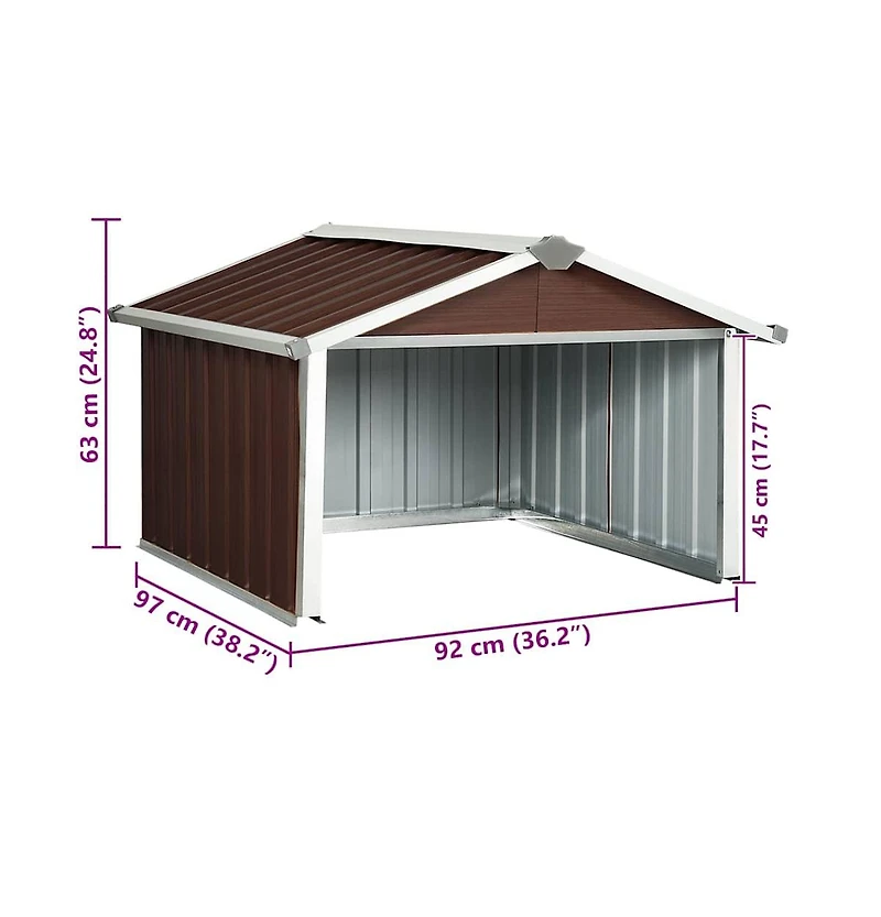 vidaXL Garden Shed Brown Galvanized Steel Medium Durable Garden Shed