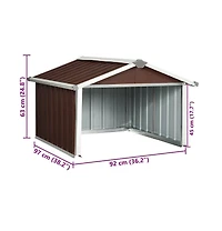 vidaXL Garden Shed Brown Galvanized Steel Medium Durable Garden Shed