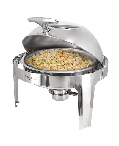 MegaChef 6.3 Quart Round Stainless Steel Dome Roll Top Professional Chafing Dish/Food Warmer/Buffet Server Serving Dish with Windown