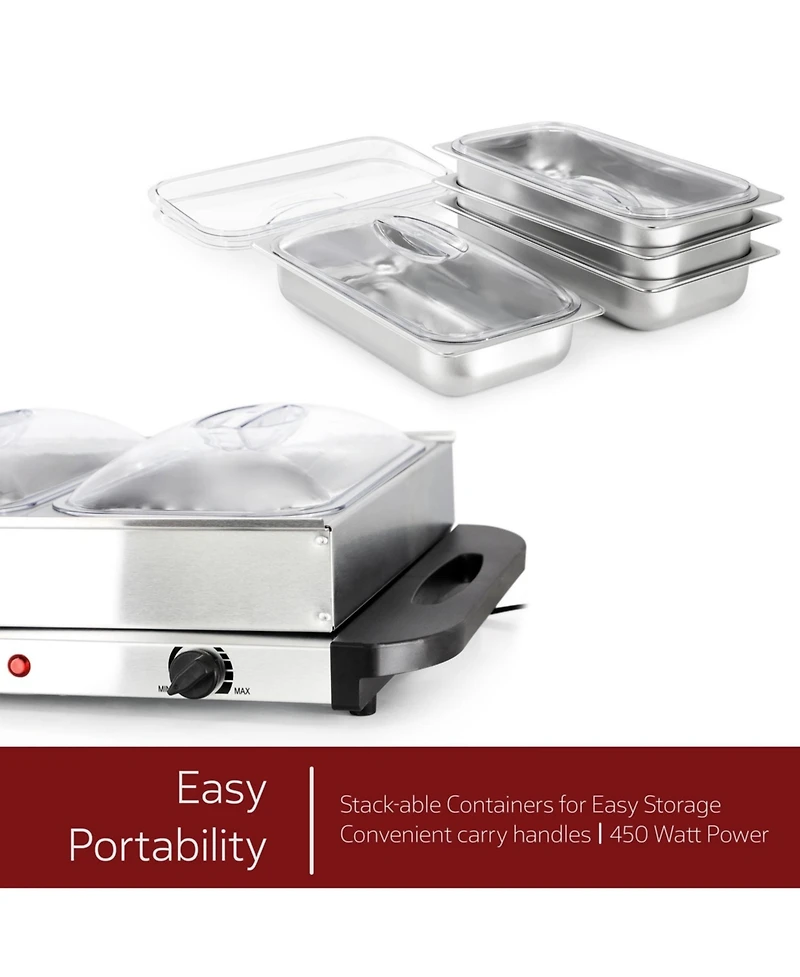MegaChef Buffet Server & Food Warmer With Removable Sectional Trays