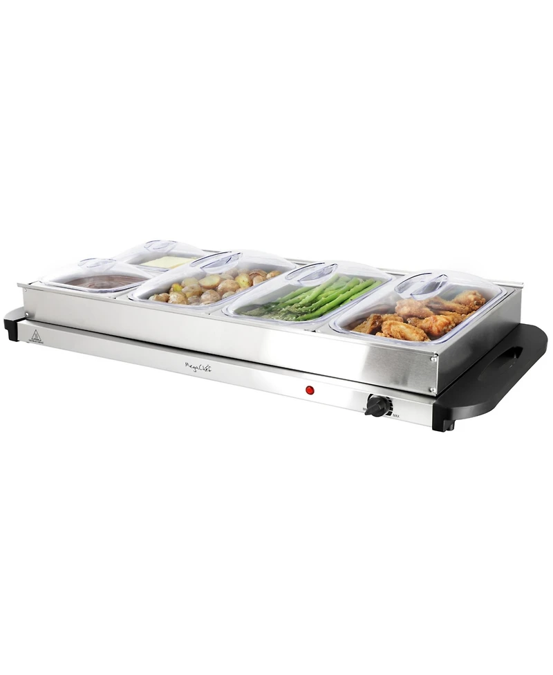 MegaChef Buffet Server & Food Warmer With 5 Removable Sectional Trays , Heated Warming Tray and Removable Tray Frame