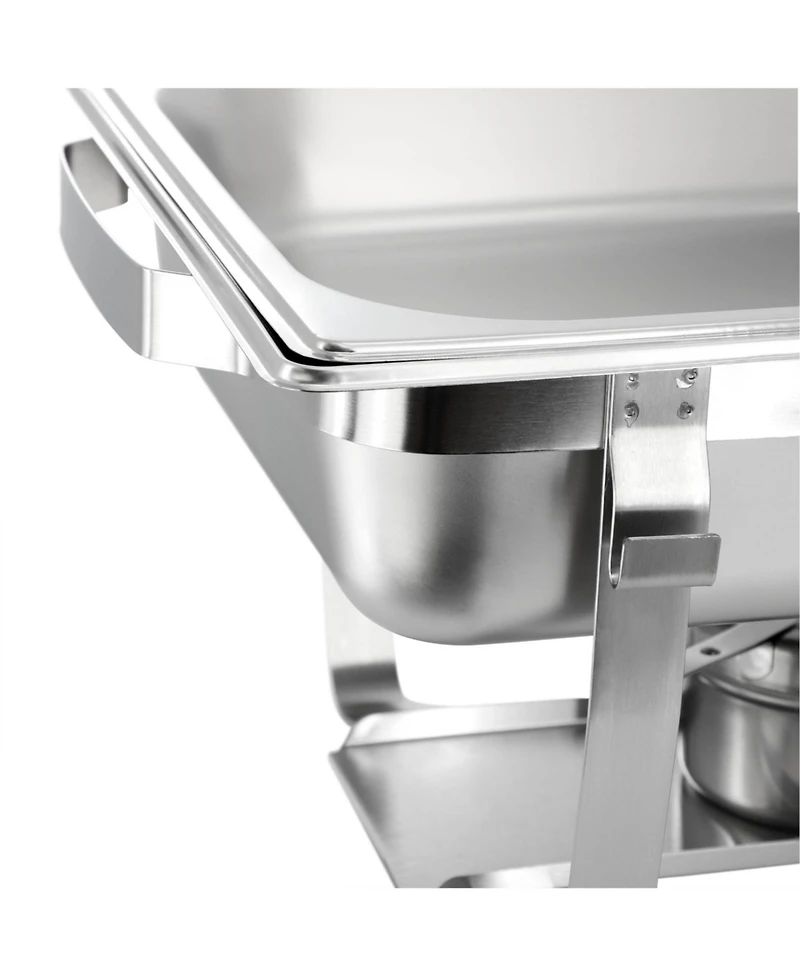 MegaChef 9.5 Quart Stackable Stainless Steel Professional Chafing Dish/Food Warmer/Buffet Server Serving Trays, Set of 2