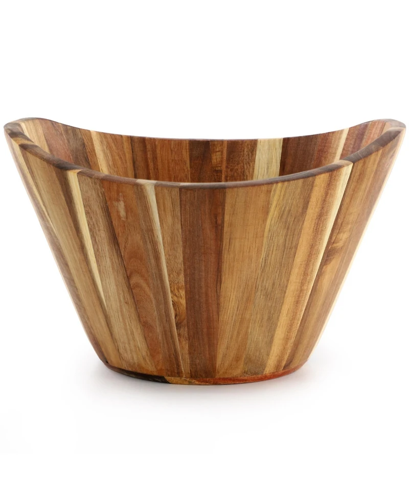 MegaChef Acacia Wood Salad Bowl with Serving Utensils