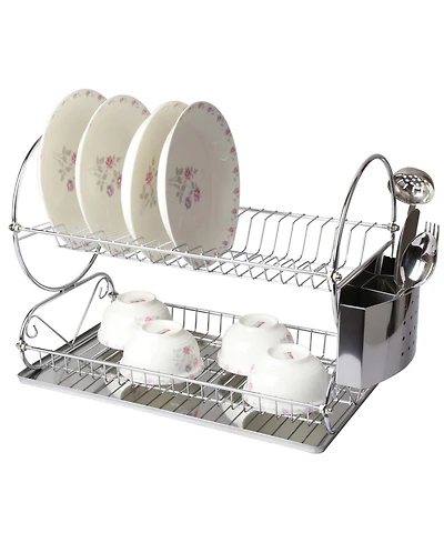 MegaChef Chrome Plated 17.5 Inch Two Shelf Dish Rack