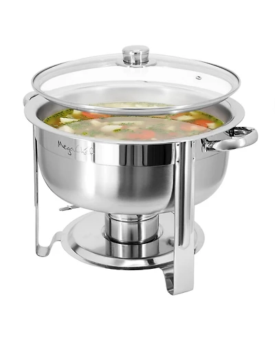 MegaChef 7.9 Quart Round Stainless Steel Professional Chafing Dish/Food Warmer/Buffet Server Serving Trays