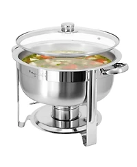 MegaChef 7.9 Quart Round Stainless Steel Professional Chafing Dish/Food Warmer/Buffet Server Serving Trays