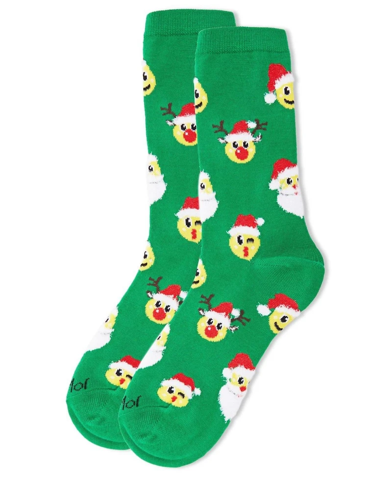 MeMoi Women's Smiley Santa Holiday Crew Socks