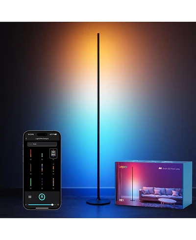 Lepro OE1 55 in. Smart Rgbww Black Standard Floor Lamp, 1000 Lm Dimmable Color Changing Accent Light for bedroom living room