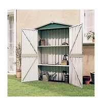 vidaXL Garden Shed Green Galvanized steel, plastic Standard Garden Shed