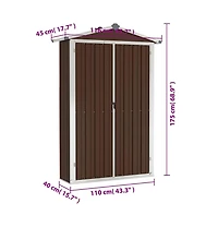 vidaXL Garden Shed Brown Galvanized Steel and Plastic