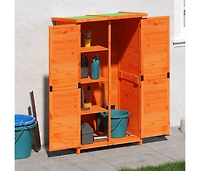 vidaXL Garden Tool Shed Brown Solid Pine Wood, Plywood Medium